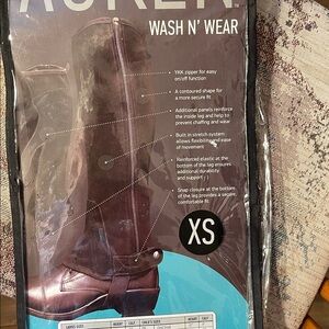 Auken Wash N Wear Half Chaps XS Black Riding Horseback Equestrian Gear